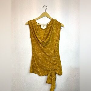 Maeve Anthropologie 100% Silk Polka Dot Cowl Neck Side Tie Blouse - Size 0